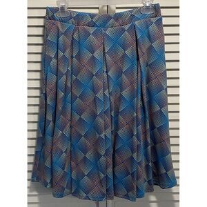 Lularoe Geo/Diamond Print Midi Skirt Size‎ M Pockets Teal/Beige/Pink Pockets